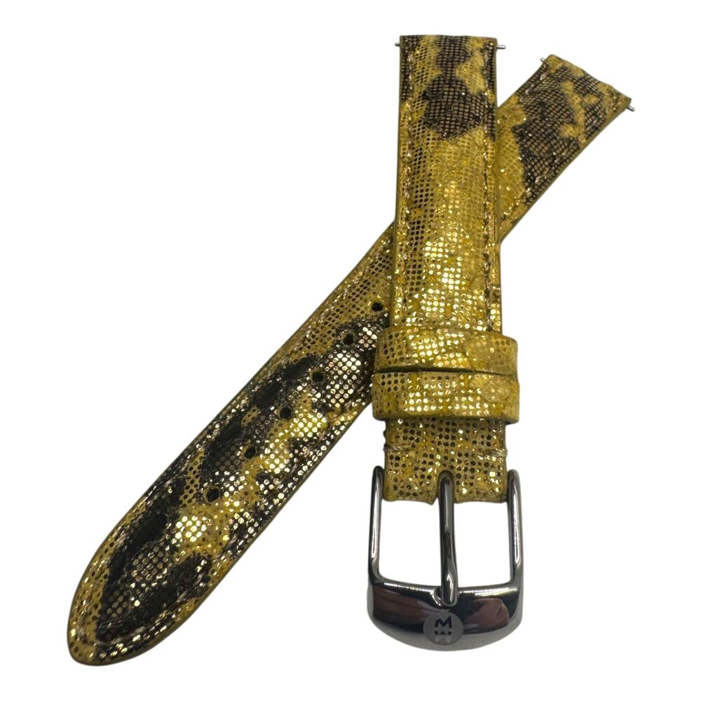 Michele 16mm Genuine Leather Watch Band Strap Metallic Snake NWOT